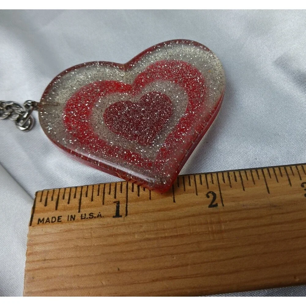 RED GLITTER HEART ACRYLIC KEYCHAIN